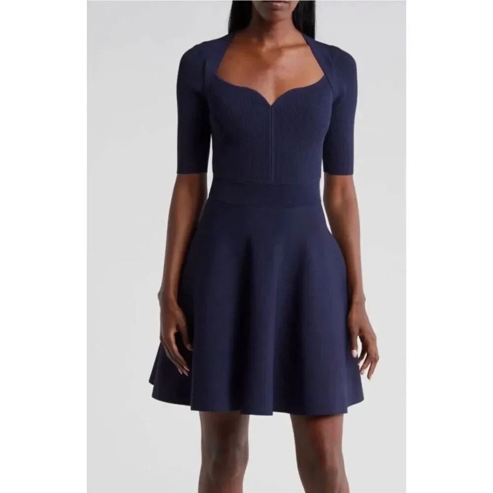 TED BAKER Navy Milly Sweetheart Dress Size 6/ XL Fit & Flare NWT